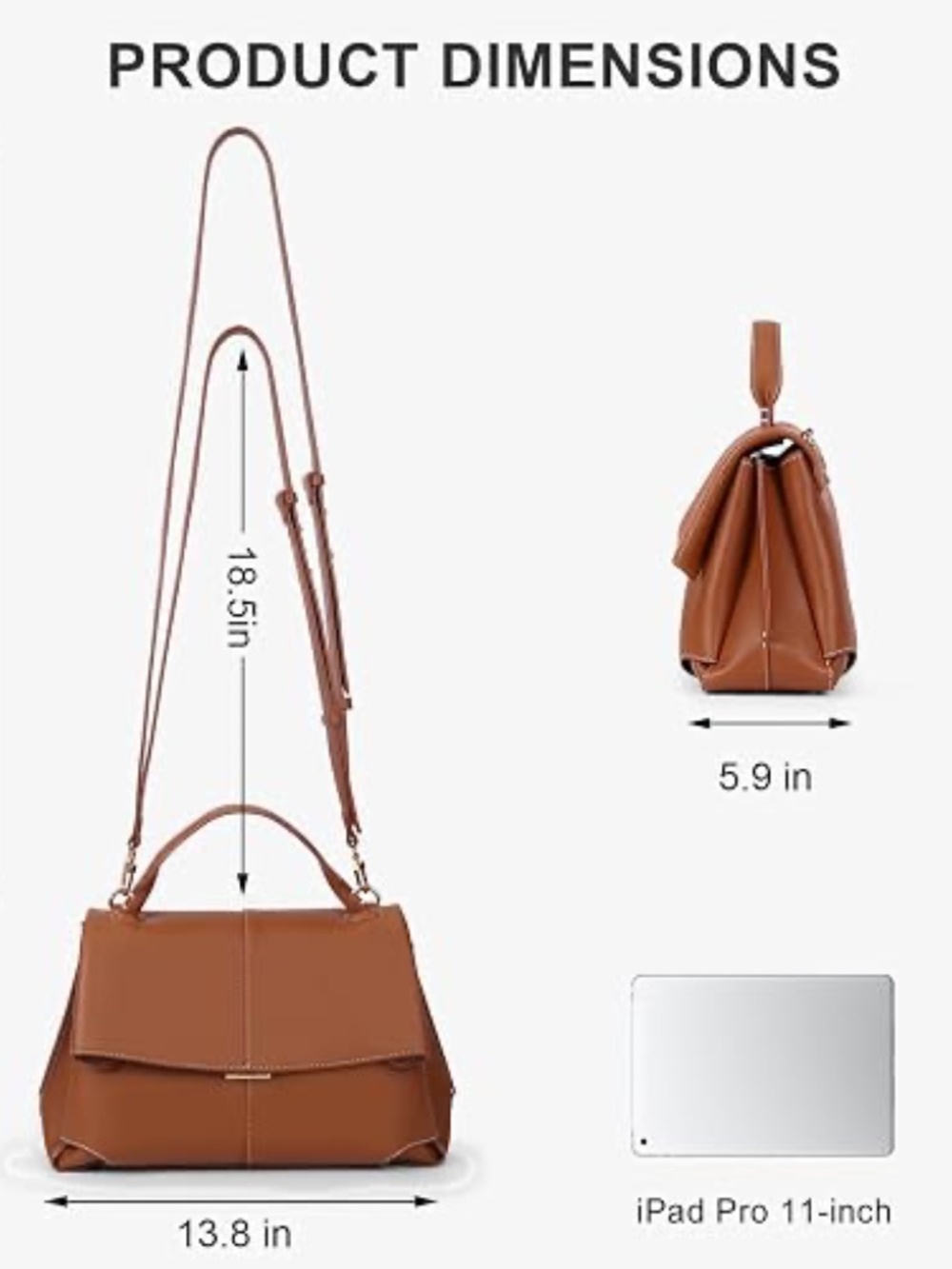 NEW Chic Minimalist Tan Faux Leather Structured Top Handle Satchel Bag - Picture 11 of 11